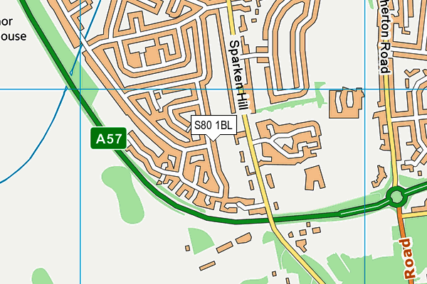 S80 1BL map - OS VectorMap District (Ordnance Survey)