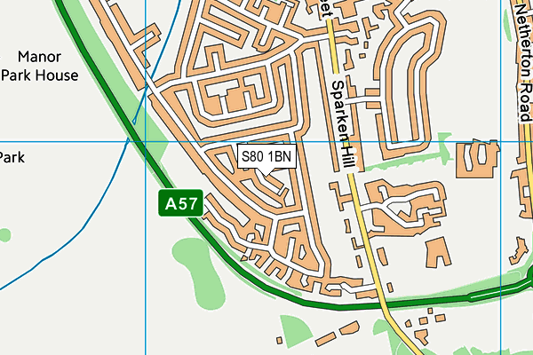 S80 1BN map - OS VectorMap District (Ordnance Survey)