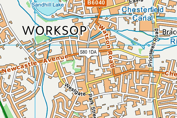 S80 1DA map - OS VectorMap District (Ordnance Survey)