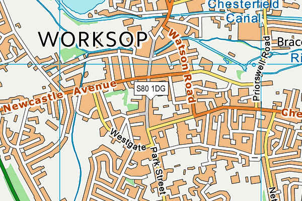 S80 1DG map - OS VectorMap District (Ordnance Survey)