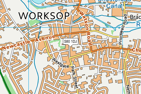 S80 1DJ map - OS VectorMap District (Ordnance Survey)