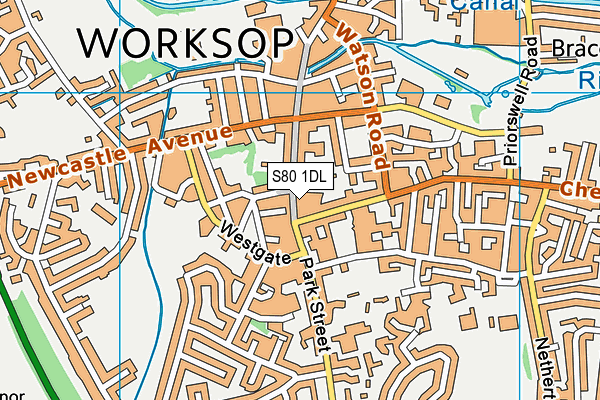 S80 1DL map - OS VectorMap District (Ordnance Survey)