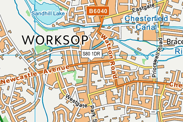 S80 1DR map - OS VectorMap District (Ordnance Survey)