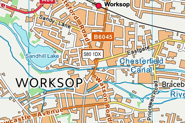 S80 1DX map - OS VectorMap District (Ordnance Survey)