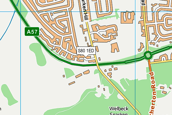 S80 1ED map - OS VectorMap District (Ordnance Survey)