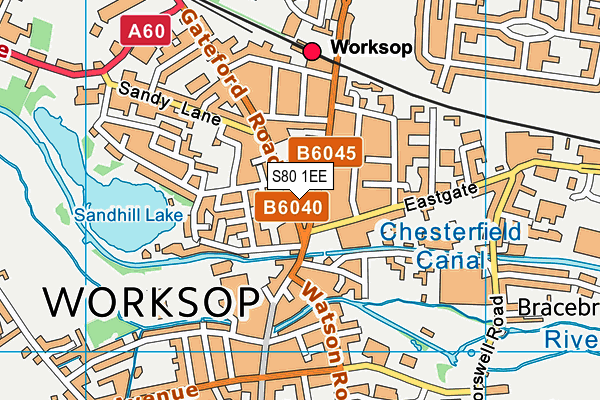 S80 1EE map - OS VectorMap District (Ordnance Survey)