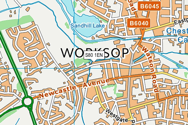 Worksop Cricket And Sports Club map (S80 1EN) - OS VectorMap District (Ordnance Survey)