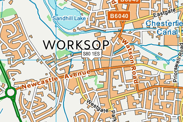 S80 1ES map - OS VectorMap District (Ordnance Survey)