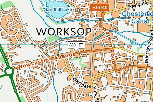 S80 1ET map - OS VectorMap District (Ordnance Survey)