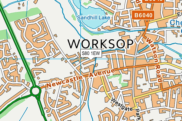 S80 1EW map - OS VectorMap District (Ordnance Survey)
