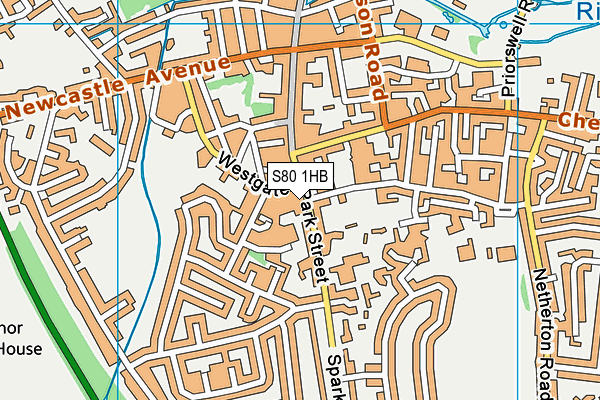 S80 1HB map - OS VectorMap District (Ordnance Survey)
