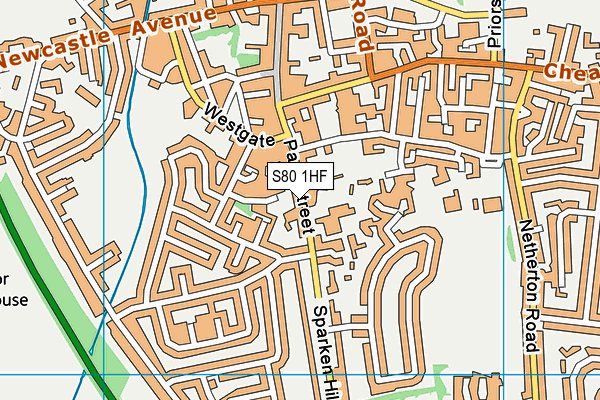 S80 1HF map - OS VectorMap District (Ordnance Survey)