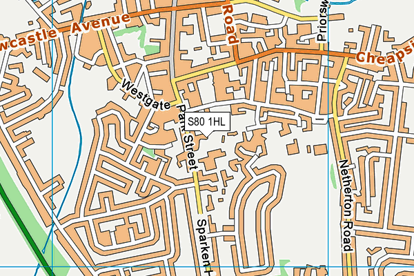 S80 1HL map - OS VectorMap District (Ordnance Survey)