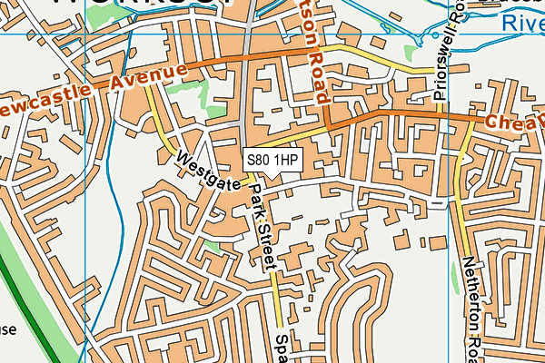 S80 1HP map - OS VectorMap District (Ordnance Survey)
