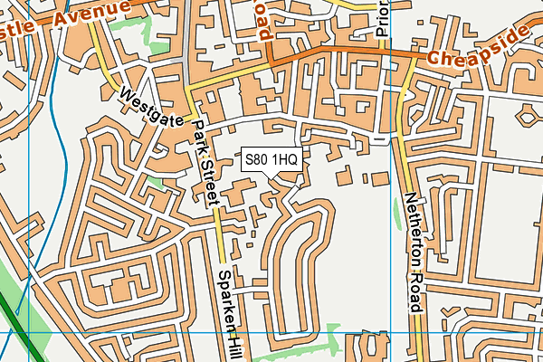 S80 1HQ map - OS VectorMap District (Ordnance Survey)