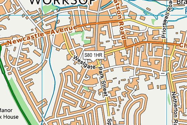 S80 1HR map - OS VectorMap District (Ordnance Survey)