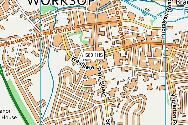 S80 1HS map - OS VectorMap District (Ordnance Survey)