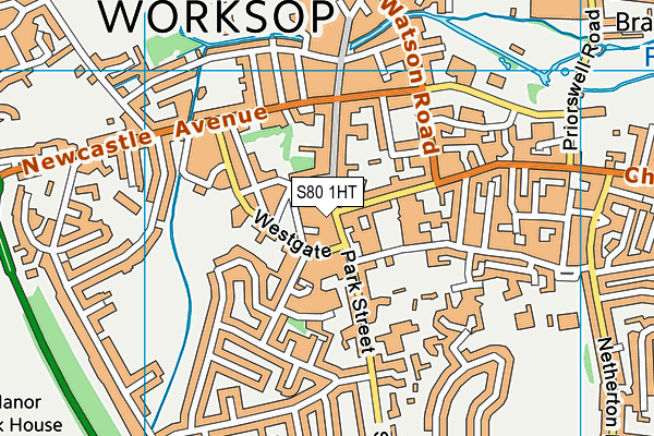 S80 1HT map - OS VectorMap District (Ordnance Survey)