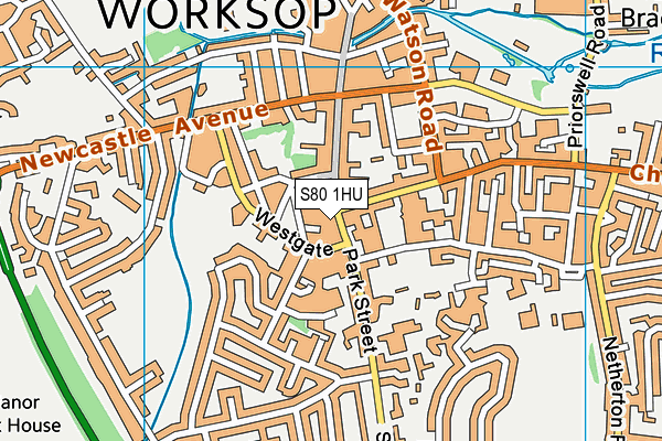 S80 1HU map - OS VectorMap District (Ordnance Survey)