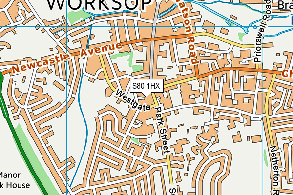 S80 1HX map - OS VectorMap District (Ordnance Survey)