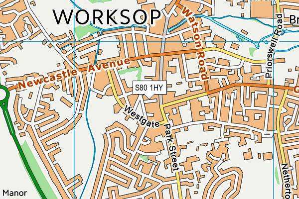 S80 1HY map - OS VectorMap District (Ordnance Survey)