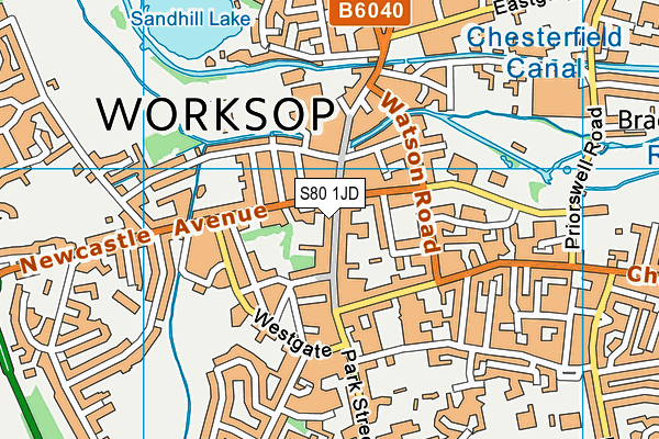 S80 1JD map - OS VectorMap District (Ordnance Survey)