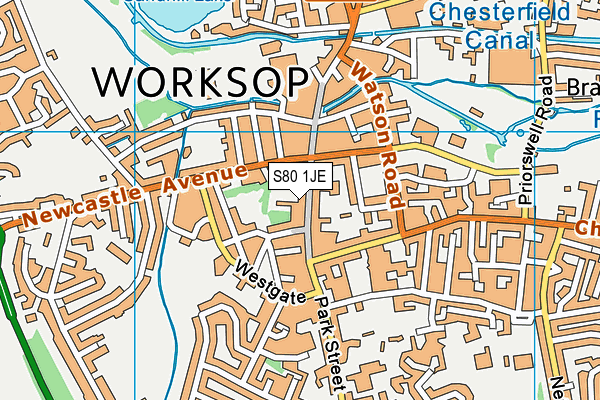 S80 1JE map - OS VectorMap District (Ordnance Survey)