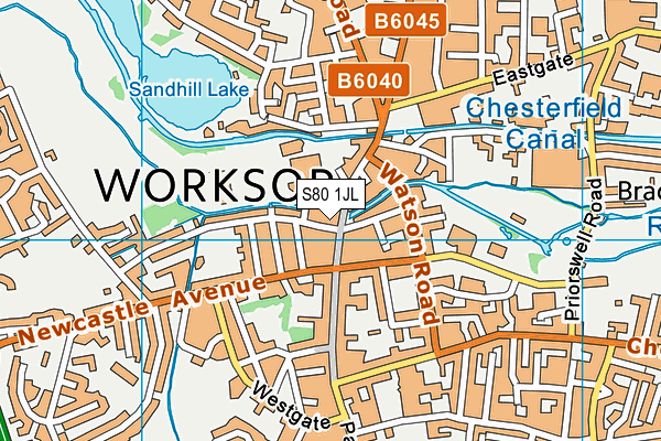 S80 1JL map - OS VectorMap District (Ordnance Survey)