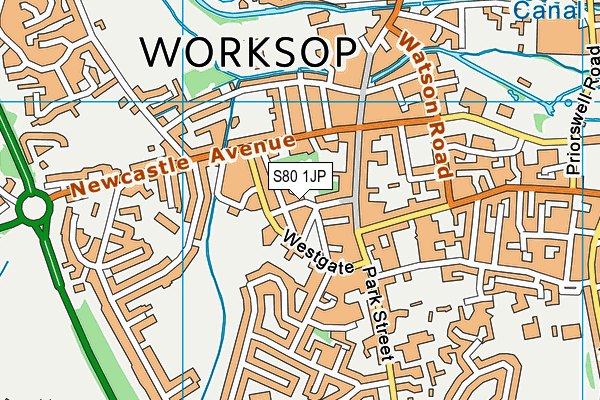 S80 1JP map - OS VectorMap District (Ordnance Survey)