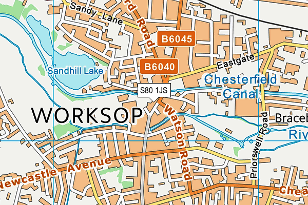 S80 1JS map - OS VectorMap District (Ordnance Survey)