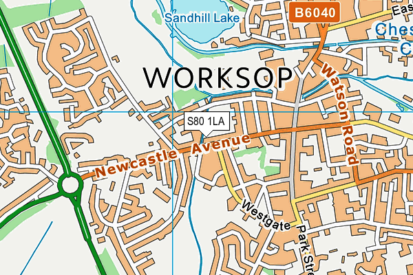 S80 1LA map - OS VectorMap District (Ordnance Survey)