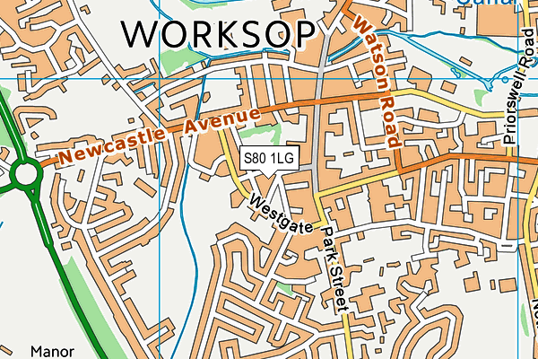 S80 1LG map - OS VectorMap District (Ordnance Survey)