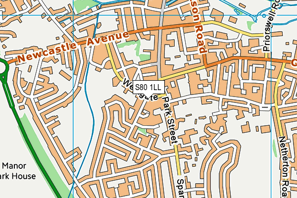 S80 1LL map - OS VectorMap District (Ordnance Survey)