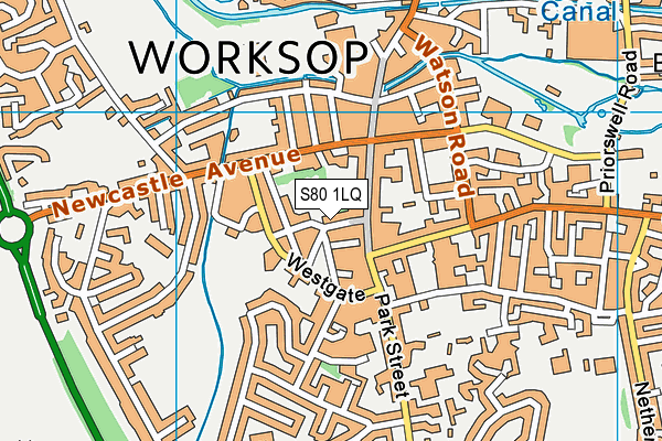 S80 1LQ map - OS VectorMap District (Ordnance Survey)