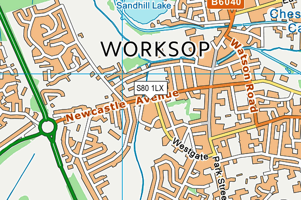 S80 1LX map - OS VectorMap District (Ordnance Survey)