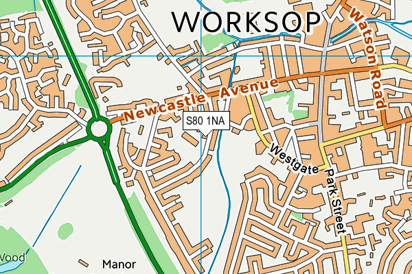 S80 1NA map - OS VectorMap District (Ordnance Survey)