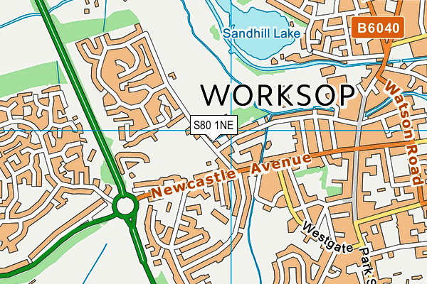 S80 1NE map - OS VectorMap District (Ordnance Survey)