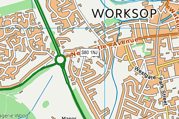 S80 1NJ map - OS VectorMap District (Ordnance Survey)