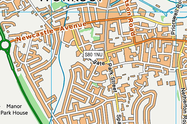 S80 1NU map - OS VectorMap District (Ordnance Survey)