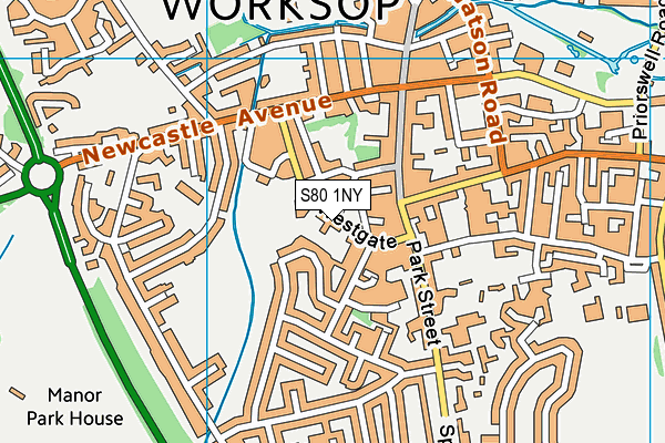 S80 1NY map - OS VectorMap District (Ordnance Survey)