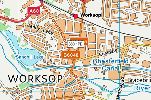 S80 1PD map - OS VectorMap District (Ordnance Survey)