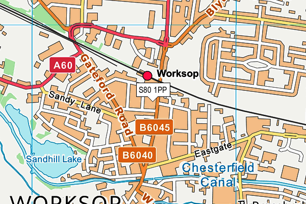 S80 1PP map - OS VectorMap District (Ordnance Survey)