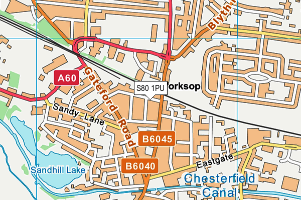 S80 1PU map - OS VectorMap District (Ordnance Survey)
