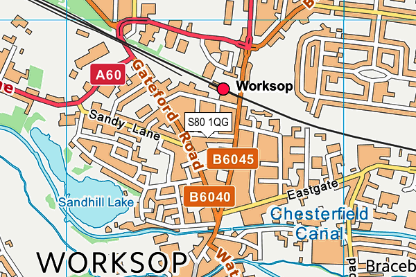 S80 1QG map - OS VectorMap District (Ordnance Survey)