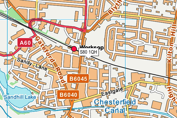 S80 1QH map - OS VectorMap District (Ordnance Survey)