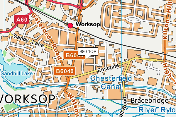 S80 1QP map - OS VectorMap District (Ordnance Survey)