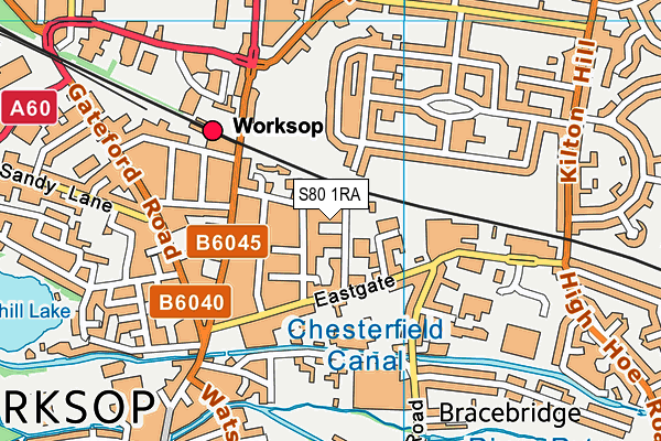 S80 1RA map - OS VectorMap District (Ordnance Survey)