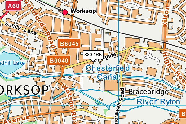 S80 1RB map - OS VectorMap District (Ordnance Survey)