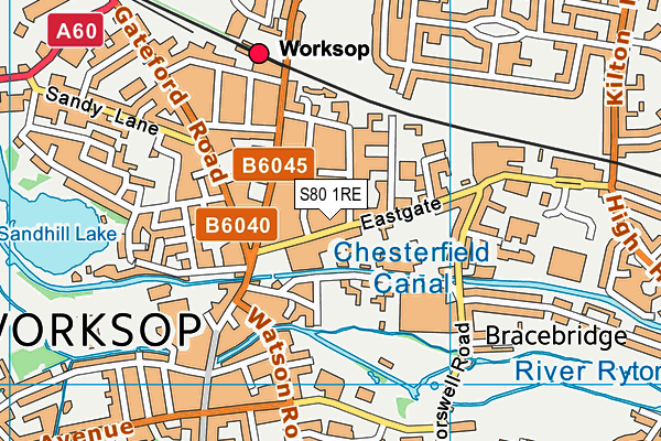 S80 1RE map - OS VectorMap District (Ordnance Survey)