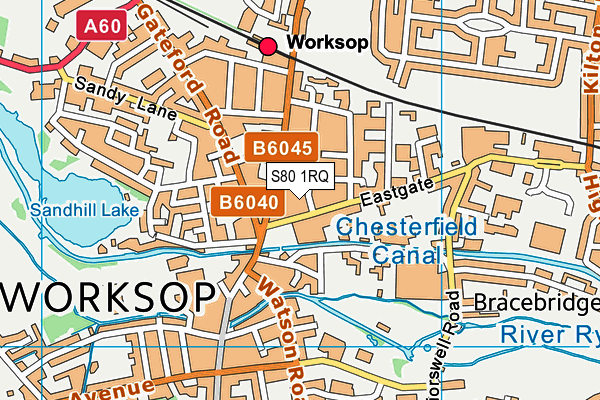 S80 1RQ map - OS VectorMap District (Ordnance Survey)